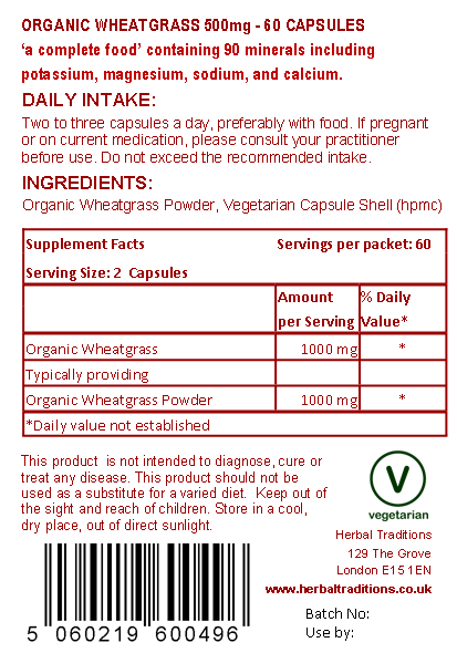 Wheatgrass Capsules Back